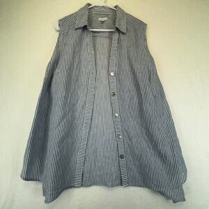 J. Jill Love Linen Women's Sleeveless Tunic Blouse Size 1X Pearl/Shell Buttons